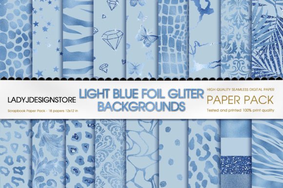 Download Light Blue Glam Digital Paper - Light blue Collection
