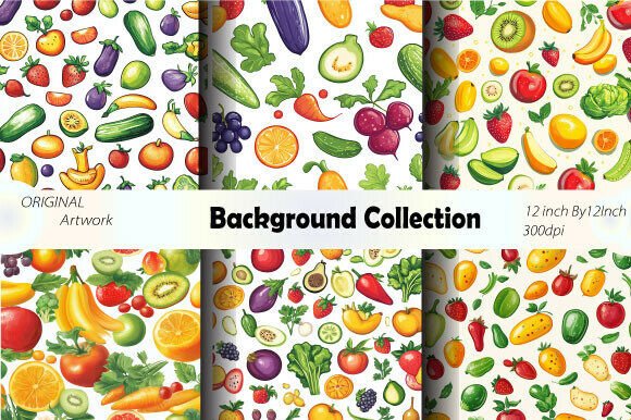 Download Fruits Veggies Background Seamless - Premium Resources