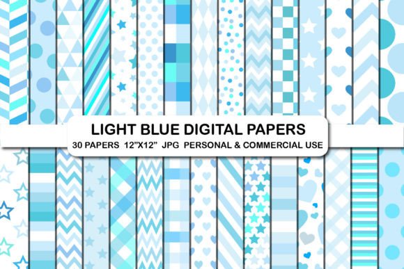 Download Light Blue Digital Papers Background Set - Premium Resources