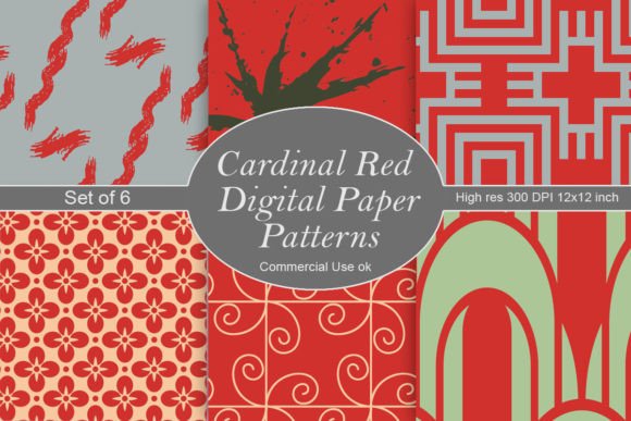 Download Cardinal Red Digital Paper Patterns - Card Collection