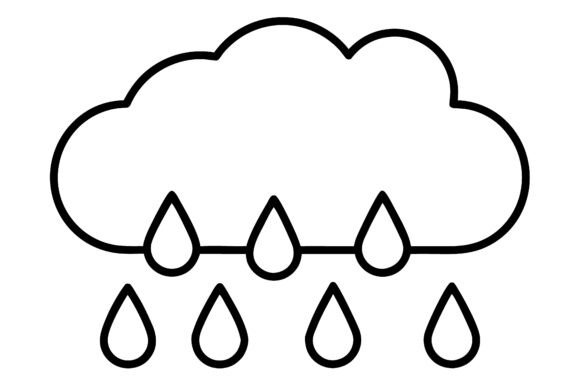 Download Cloud and Raindrops Outline Icon - Outline Collection