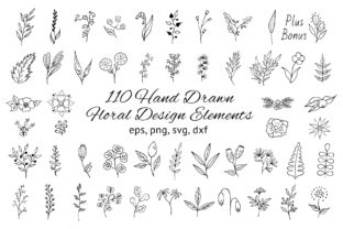 Download 110 Hand Drawn Floral Design Elements - Hand drawn Collection