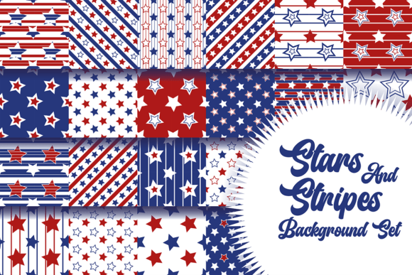 Download Stars and Stripes Background Seamless Pattern Set - Background seamless Collection