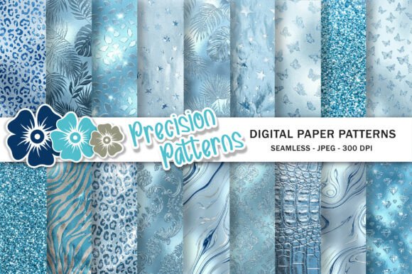 Download Light Blue Glam Digital Paper - Light blue Collection
